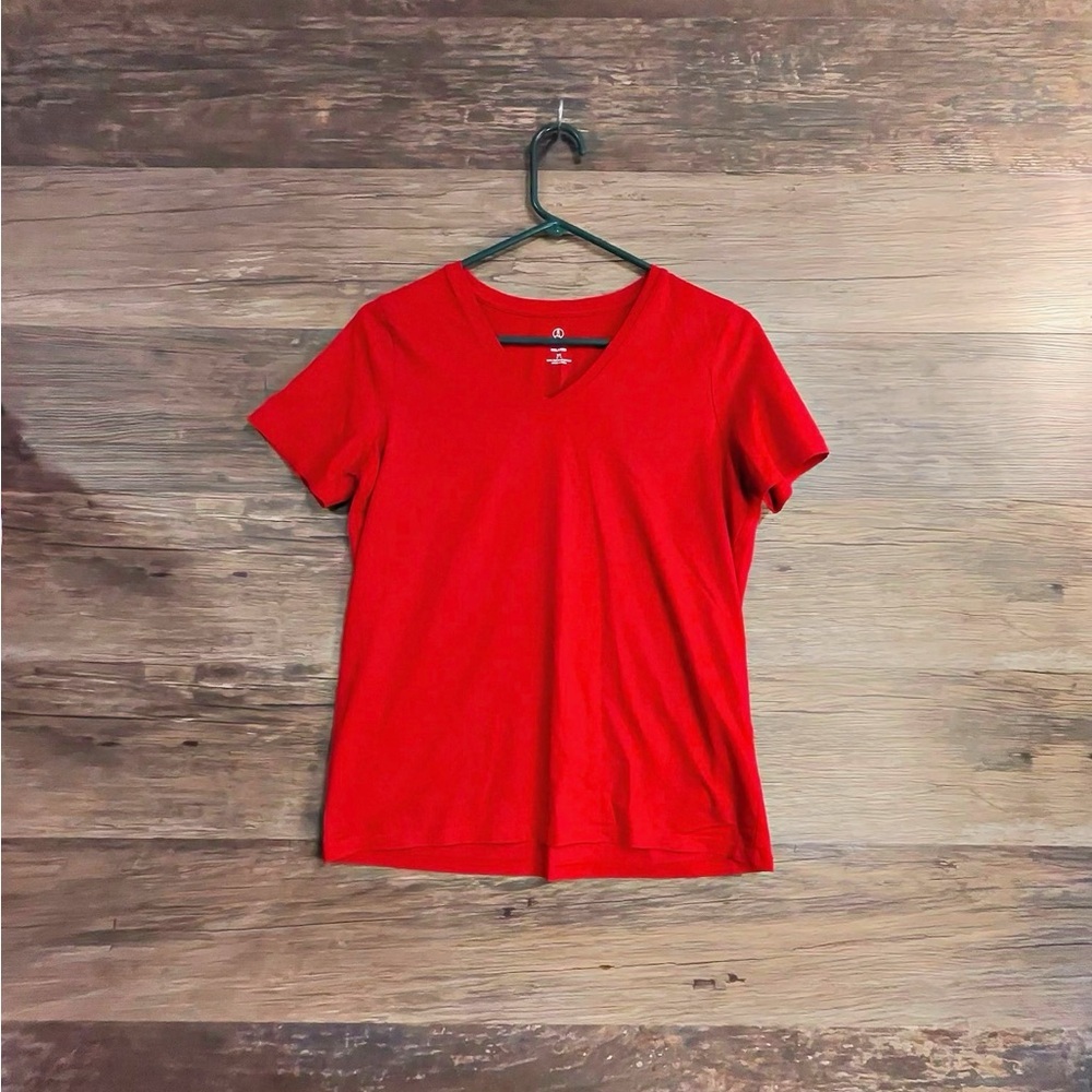 Lands' End Vivid Red Women's Short Sleeve Tee